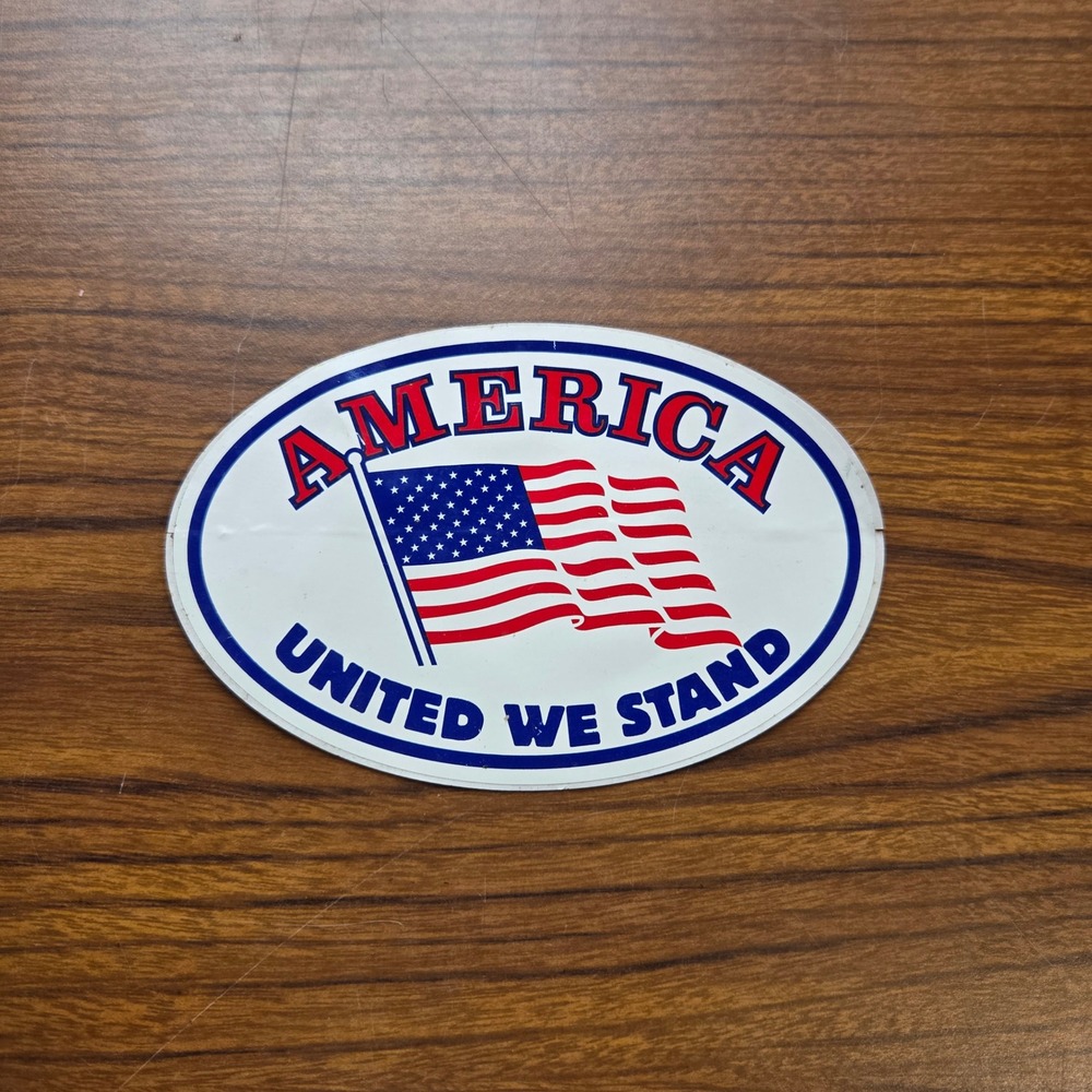 America United We Stand Oval Bumper Sticker Decal American Flag Patriotic 6 Inch